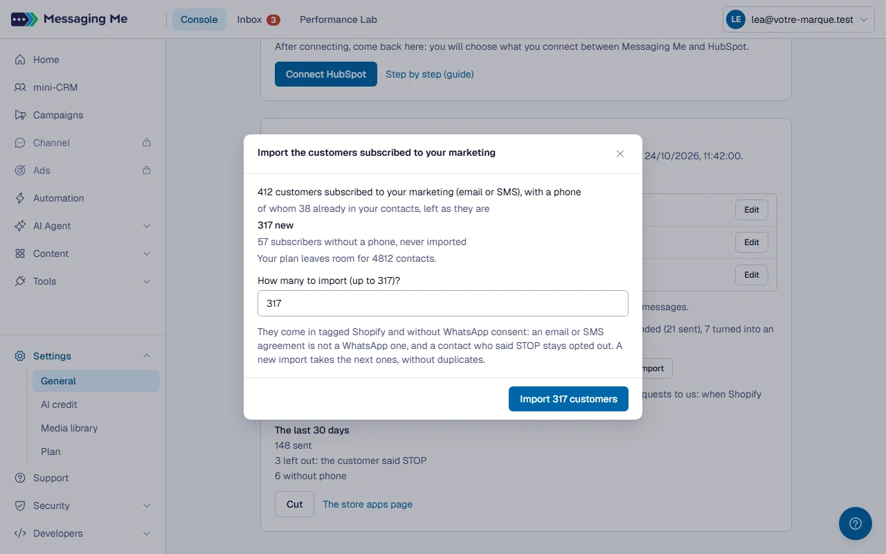 Step 6: Import your customers