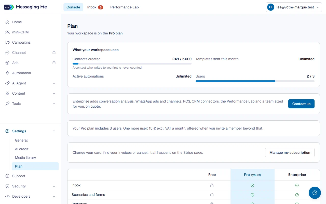 Step 3 : Manage my subscription
