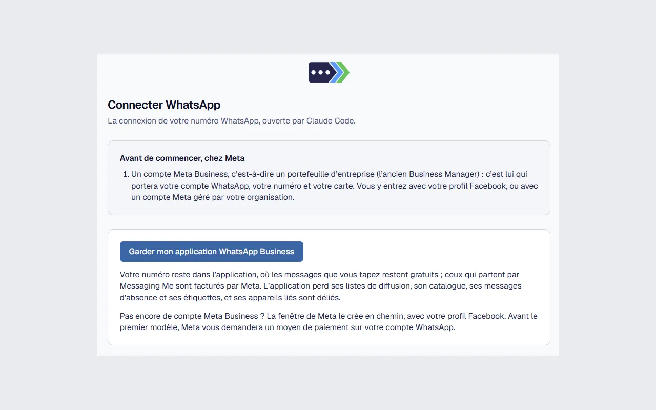Étape 1 : Ouvrir « Garder mon application WhatsApp Business »