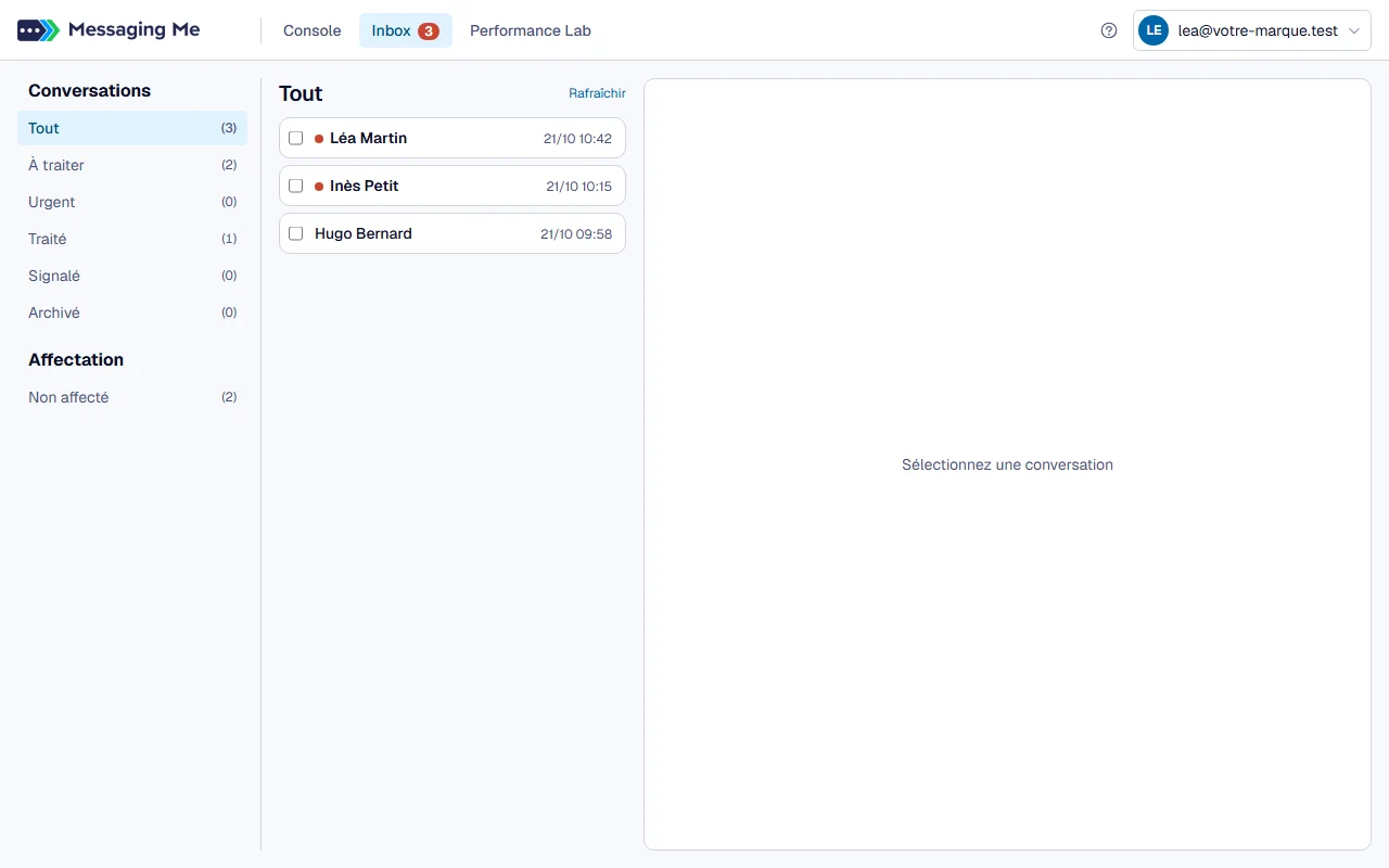 Étape 2 : Inbox, pour répondre