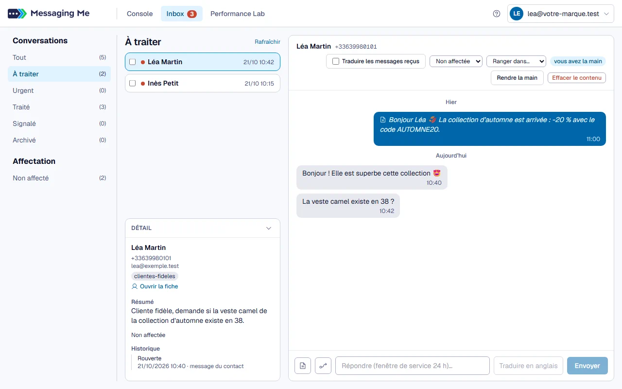 Étape 2 : Lire la conversation et son détail