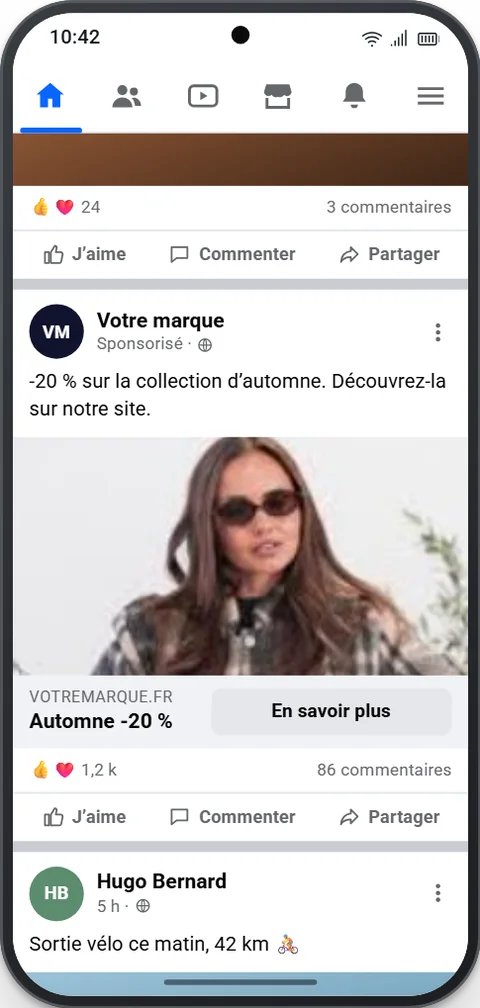 Une publicité classique, dont le bouton renvoie vers un site